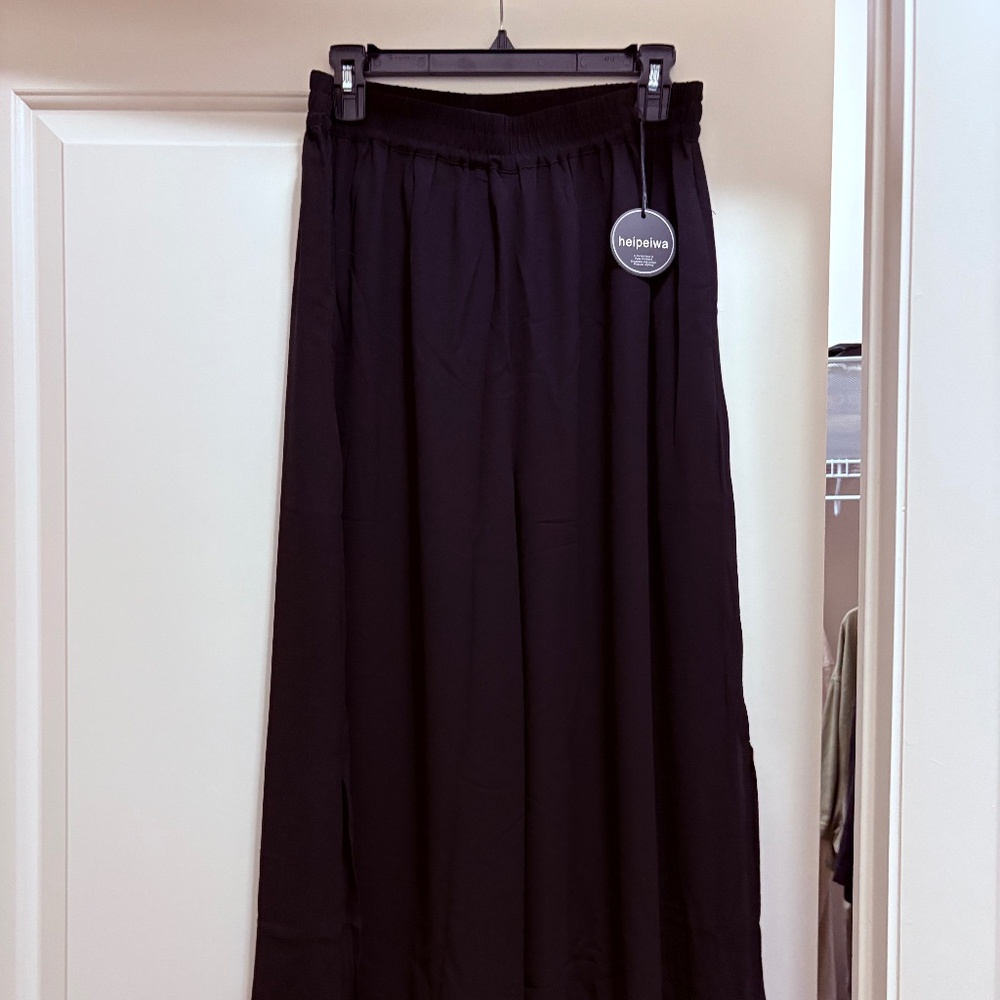 Women's Summer Capris Wide Leg Palazzo Pants Dressy Casual Split Chiffon Trouser